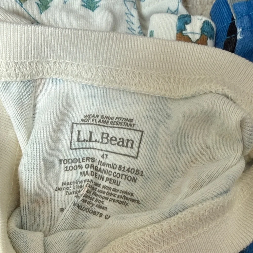 L.L. Bean Blue Dog and Cream Woodland Bear Kids Pajama Sets
